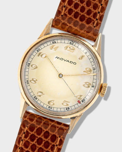 1930's Vintage Yellow Gold Filled Movado - Silver Dial with Breguet Numerals