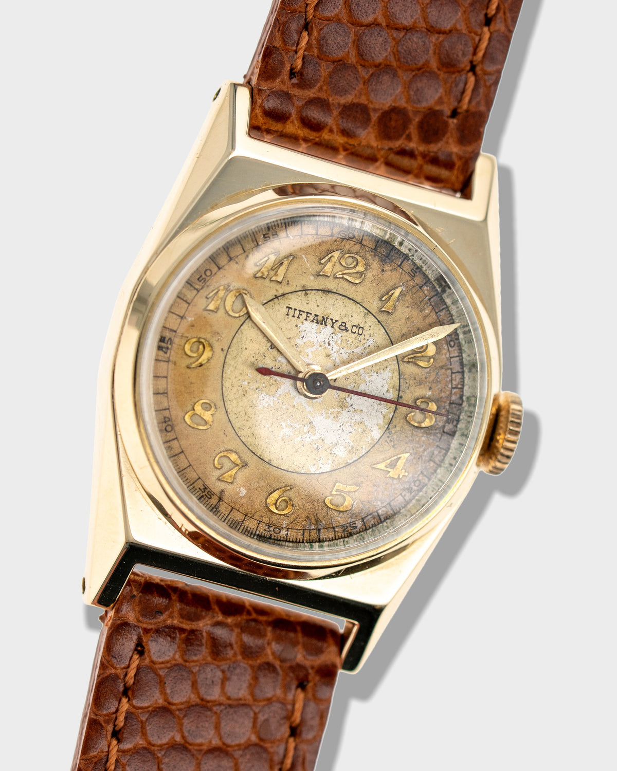 1930's Vintage Solid Yellow Gold Tiffany & Co. Hooded-Lug Tonneau Case - Two-Tone Breguet Numeral Dial