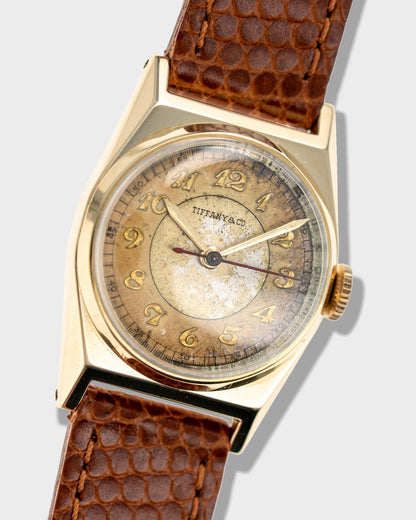 1930's Vintage Solid Yellow Gold Tiffany & Co. Hooded-Lug Tonneau Case - Two-Tone Breguet Numeral Dial