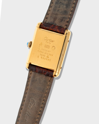 1970's Vintage Vermeil Cartier Tank Must de Large Model - Black Dial