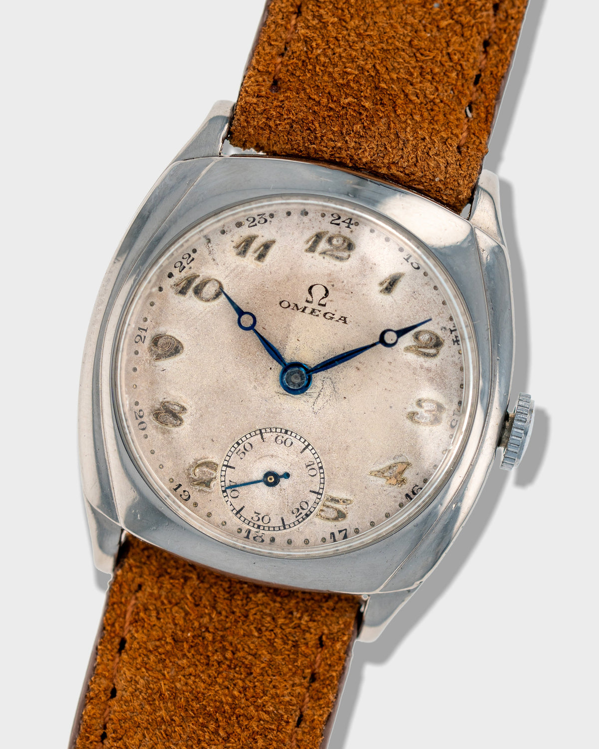 1935 Vintage Steel Omega Cushion - Silver Dial with Breguet Numerals and Hands