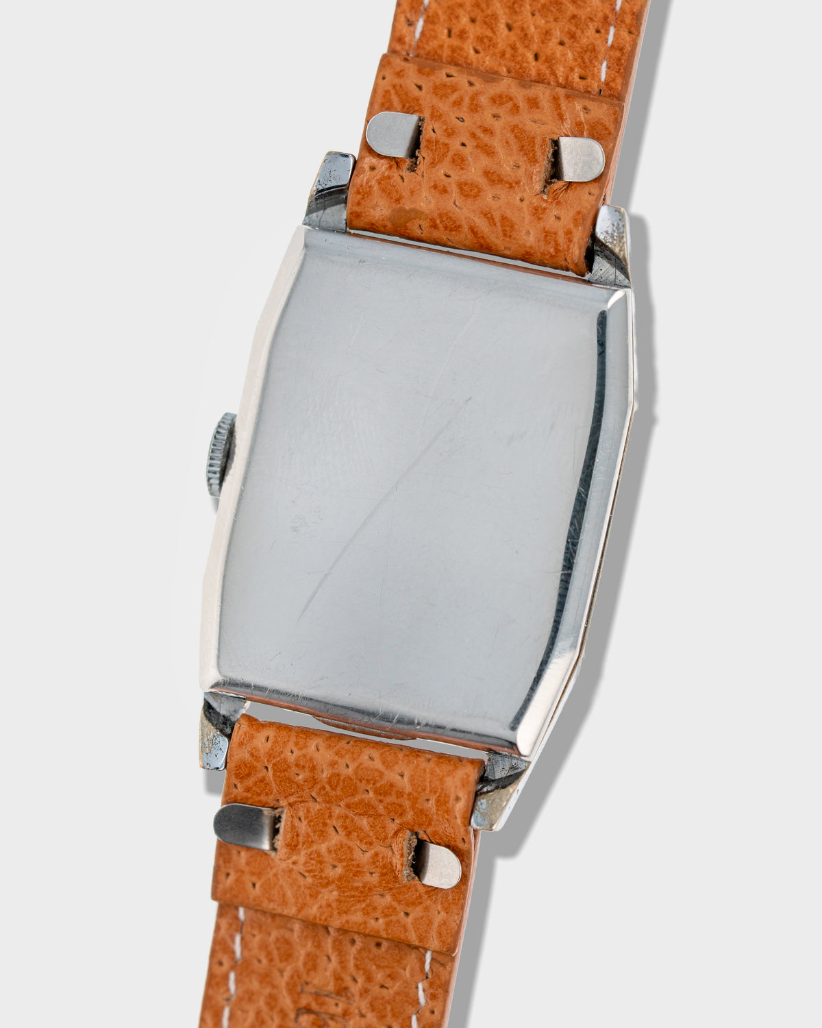 1930's Vintage Steel Movado Chronometre Rectangle - Silver Dial with Breguet Numerals