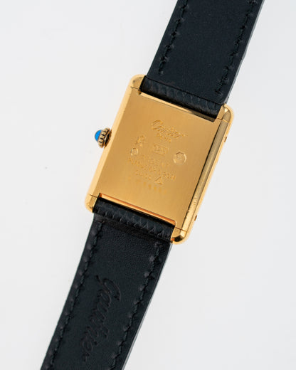 1970's Vintage Vermeil Cartier Tank Must de Large Model - Blue 'Lapis' Spider Dial