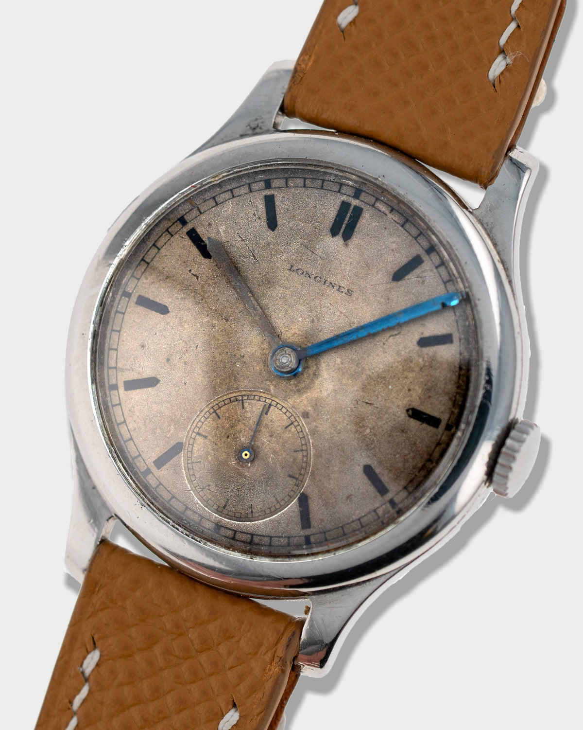 1934 Vintage Steel Longines Calatrava - Smoky Silver Tropical Dial