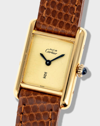 1970's Vintage Vermeil Cartier Must de Tank Vermeil Small Model - Yellow 'Lemon' Dial