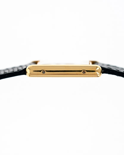1980's Vintage Cartier Must de Tank Quartz Vermeil Large Model  Ref. 881008 - Yellow 'Lemon' Dial