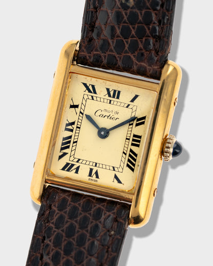 1970's Vintage Vermeil Cartier Must de Tank Vermeil Small Model - Yellow 'Lemon' Dial