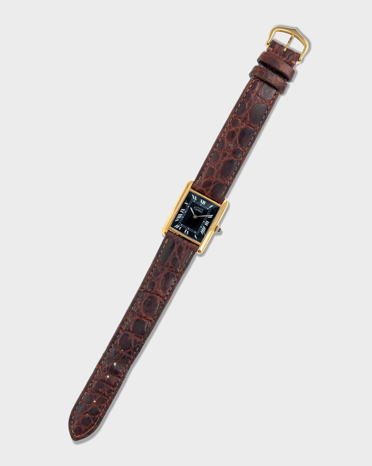 1970's Vintage Vermeil Cartier Tank Must de Large Model - Black Dial