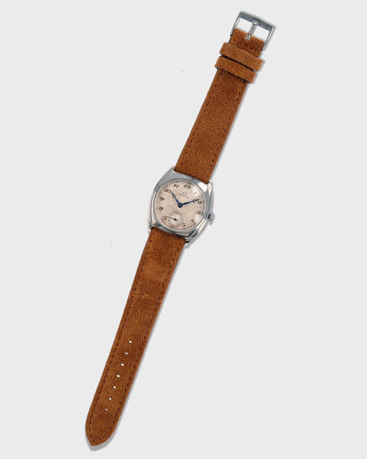 1935 Vintage Steel Omega Cushion - Silver Dial with Breguet Numerals and Hands