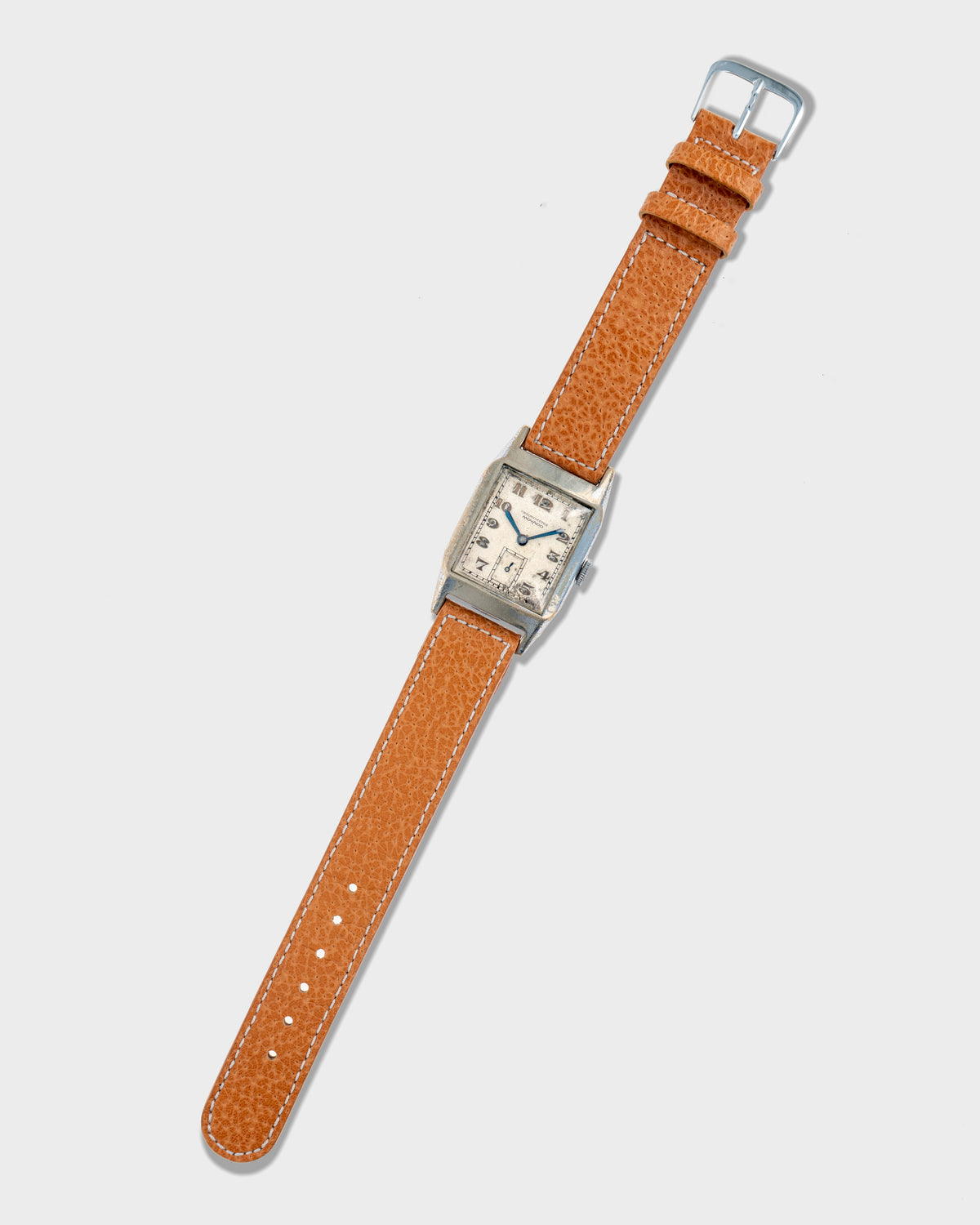 1930's Vintage Steel Movado Chronometre Rectangle - Silver Dial with Breguet Numerals
