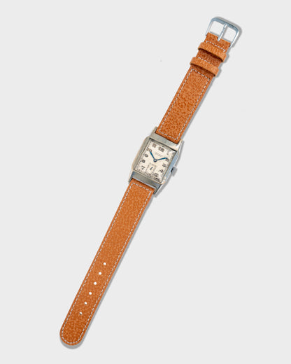 1930's Vintage Steel Movado Chronometre Rectangle - Silver Dial with Breguet Numerals