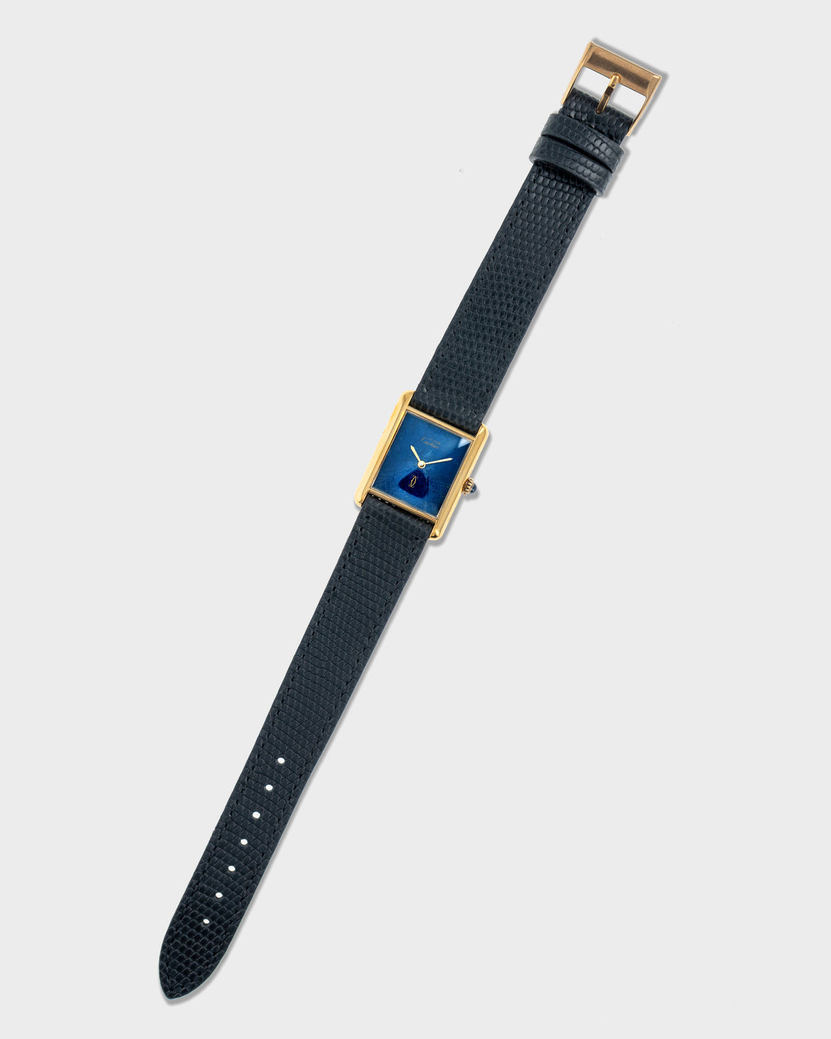 1970's Vintage Vermeil Cartier Tank Must de Large Model - Blue 'Lapis' Spider Dial