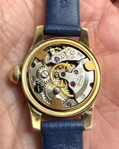 1960's Vintage Turtle by Doxa 14k Yellow Gold Watch - Patinated Silver Dial with Original Lume