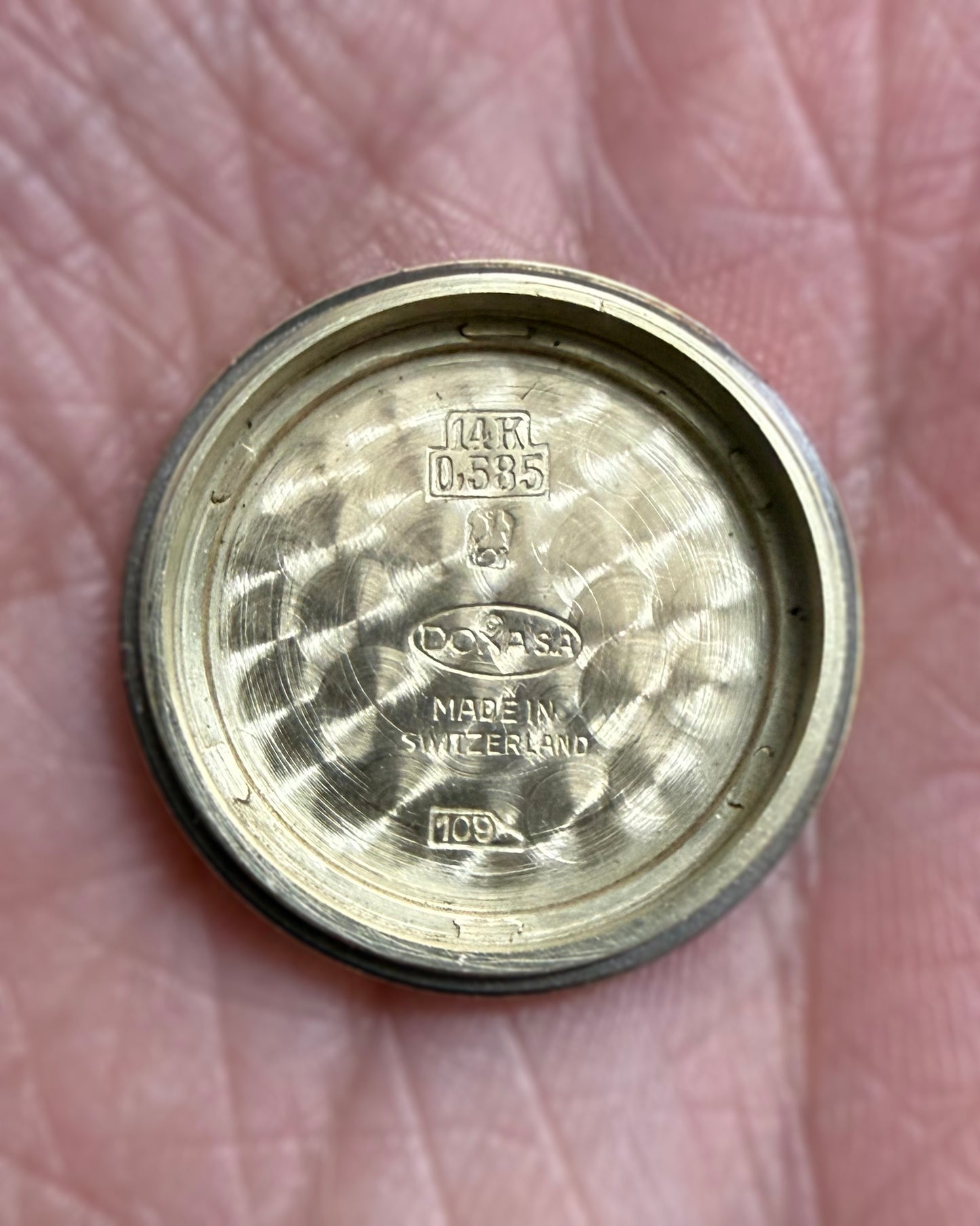 1960's Vintage Turtle by Doxa 14k Yellow Gold Watch - Patinated Silver Dial with Original Lume