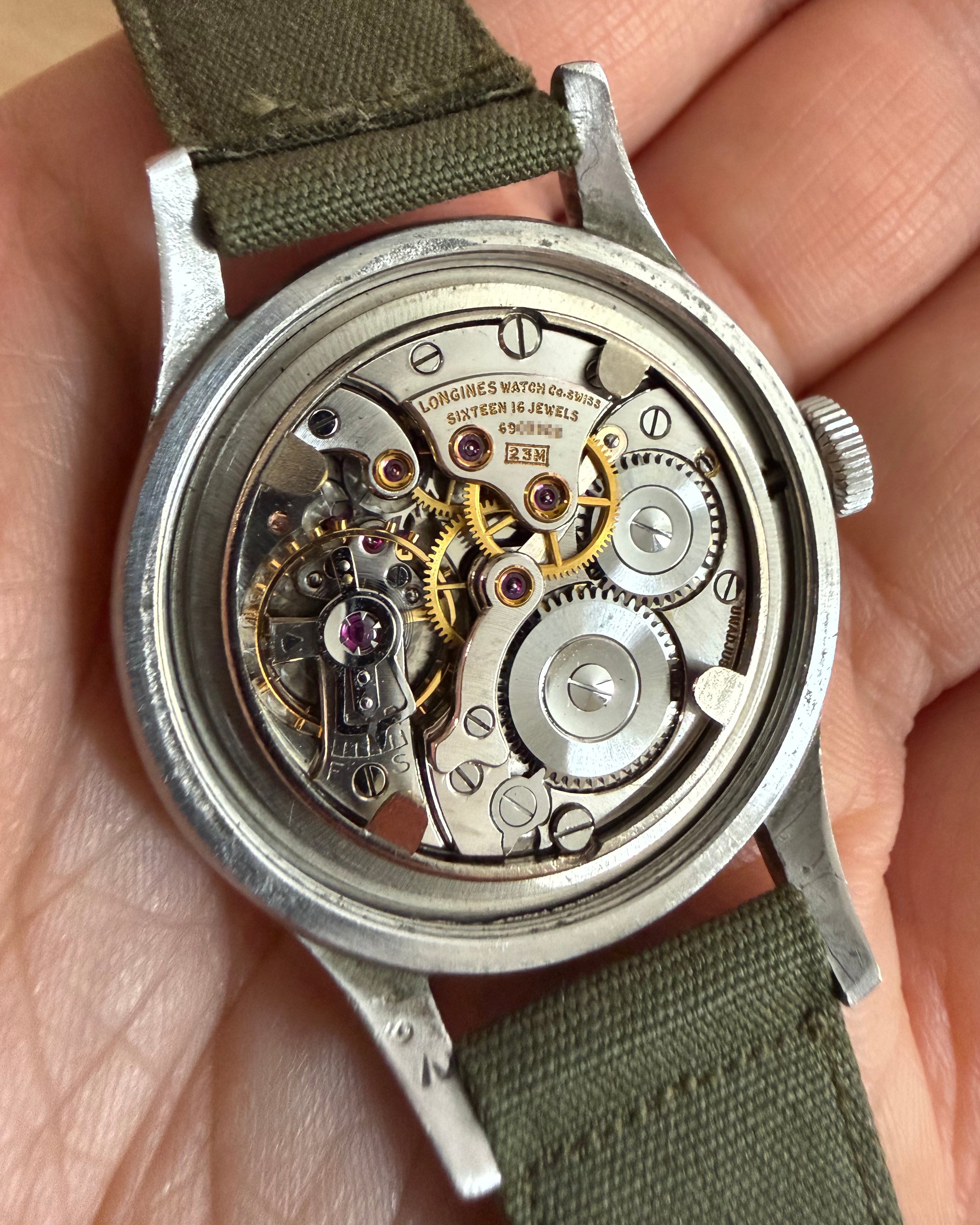 1944年 WWII スターリングシルバー 925 ウォータイム 22号 1944 Longines Military 'Sei Tacche' - Silver 24-Hour Dial