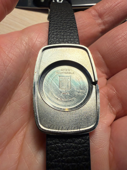 1970's Vintage Steel Universal Geneve Baignoire - Black Dial