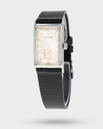1930's Vintage Movado Ultraplan Art Deco Rectangle - Silver Dial with Mirrored Arabic Art Deco Numerals