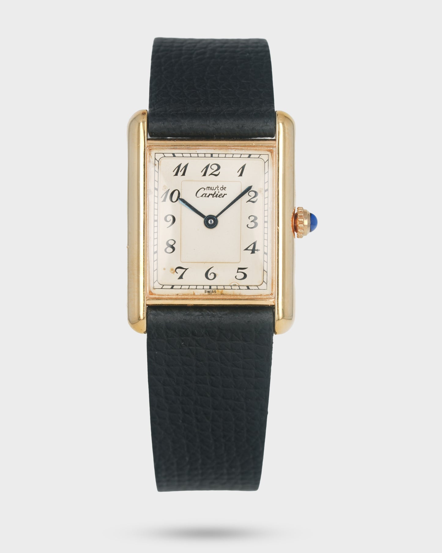 1990's Vintage Cartier Tank Must de Quartz Vermeil Large Model Ref. 590005 - Breguet Numeral Dial
