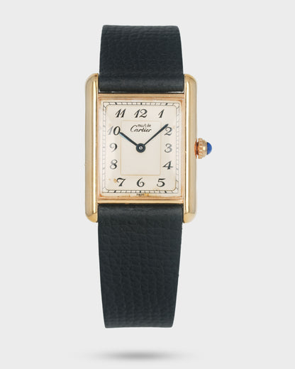 1990's Vintage Cartier Tank Must de Quartz Vermeil Large Model Ref. 590005 - Breguet Numeral Dial