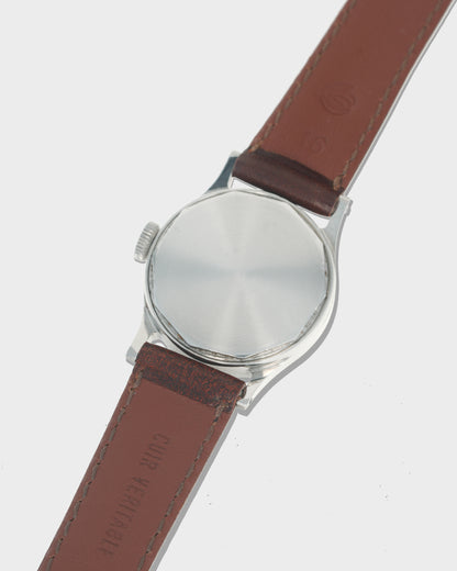 1940's Tiffany & Co. Stepped Borgel Case Military Watch - Silver Patinated Roman Numeral Dial