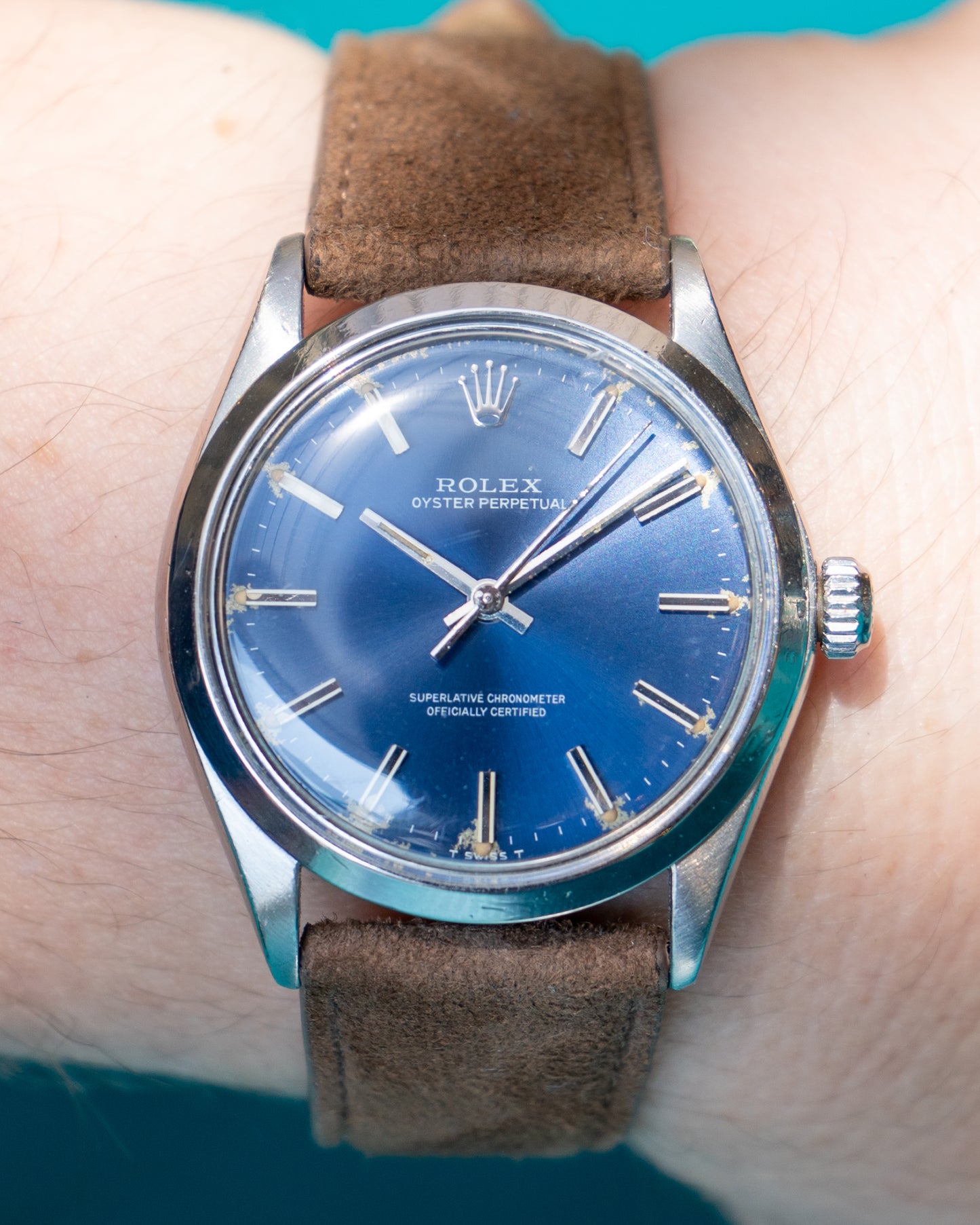 1973 Vintage Rolex Oyster Perpetual Ref. 1002 - Blue Metallic Dial