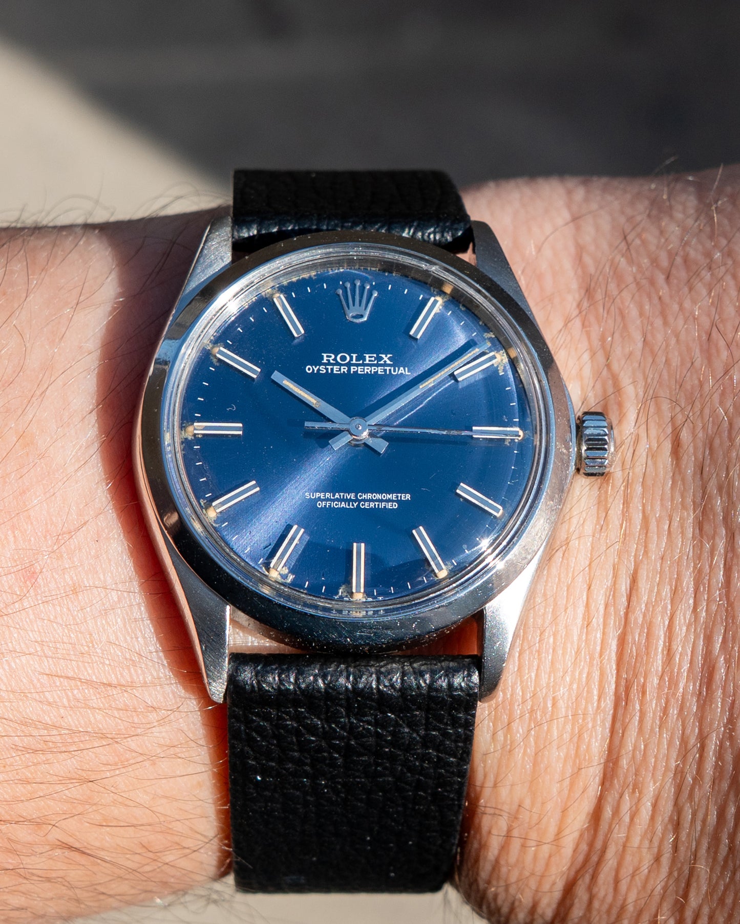 1973 Vintage Rolex Oyster Perpetual Ref. 1002 - Blue Metallic Dial