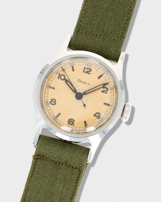 1940's Doxa Military - 'Tropical' Silver Dial with Red Pointer Hand
