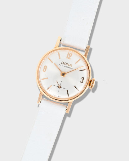 1960's Vintage Doxa 14k Rose Gold Anti-Magnetic Ref. 6791B-14 - Silver Dial