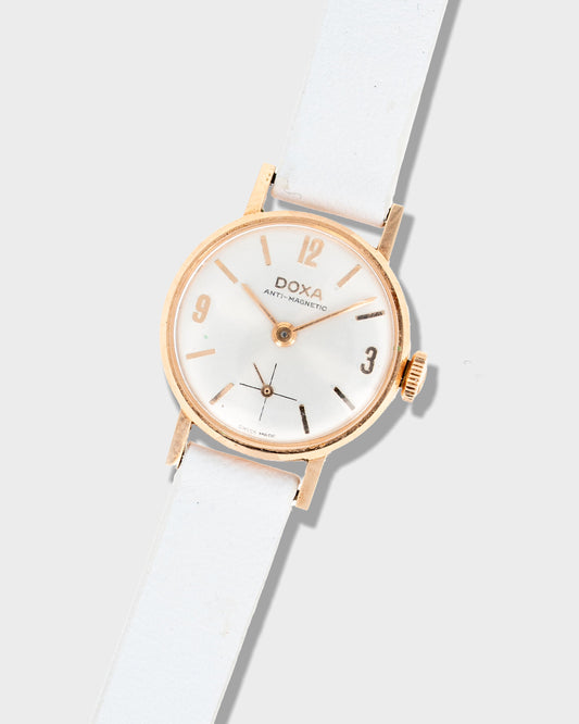 1960's Vintage Doxa 14k Rose Gold Anti-Magnetic Ref. 6791B-14 - Silver Dial