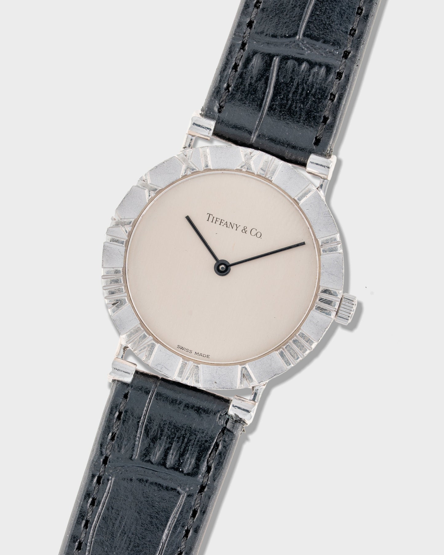 1990s Tiffany & Co. Atlas Sterling Silver Quartz Large Model - Silver Dial