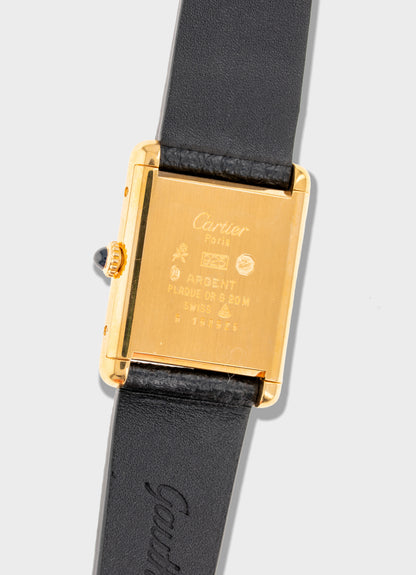 1970's Vintage Cartier Tank Must de Vermeil Large Model - Yellow 'Lemon' Dial with Cartier Box