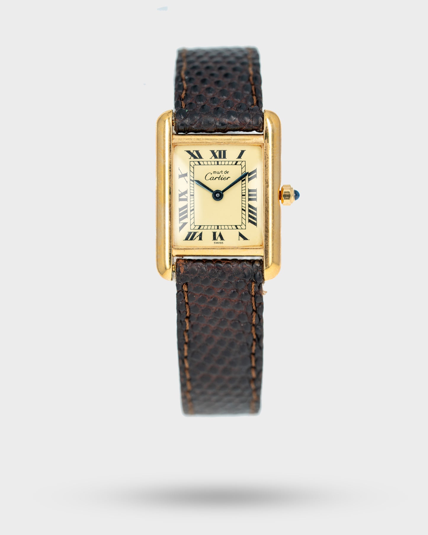 1980's Vintage Cartier Tank Must de Vermeil Quartz Small Model Ref. 3 6600 - Roman Numeral 'Lemon Dial'