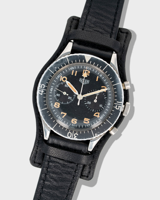 1960's Vintage Heuer Bundeswehr Flyback Chronograph - 'Tiny T' Black Dial
