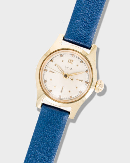 1960's Vintage Turtle by Doxa 14k Yellow Gold Watch - Patinated Silver Dial with Original Lume