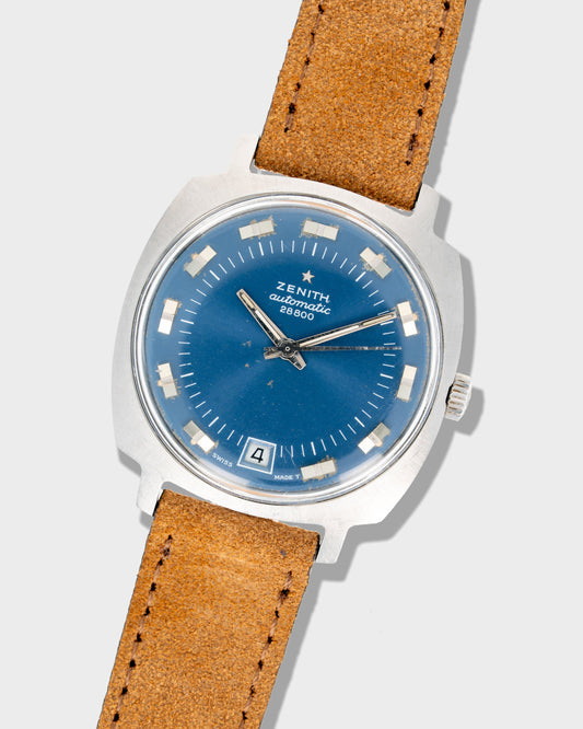 1970's Zenith	Automatic Cushion Ref. 28800 - Blue Tritium Burned Dial