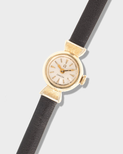 1959 Vintage Omega 14k Yellow Gold Triangular Hooded-lug Watch - Silver Dial