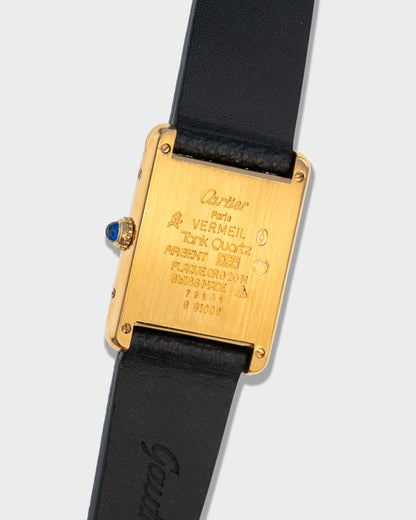 1980's Vintage Cartier Must de Tank Quartz Vermeil Large Model  Ref. 881008 - Yellow 'Lemon' Dial