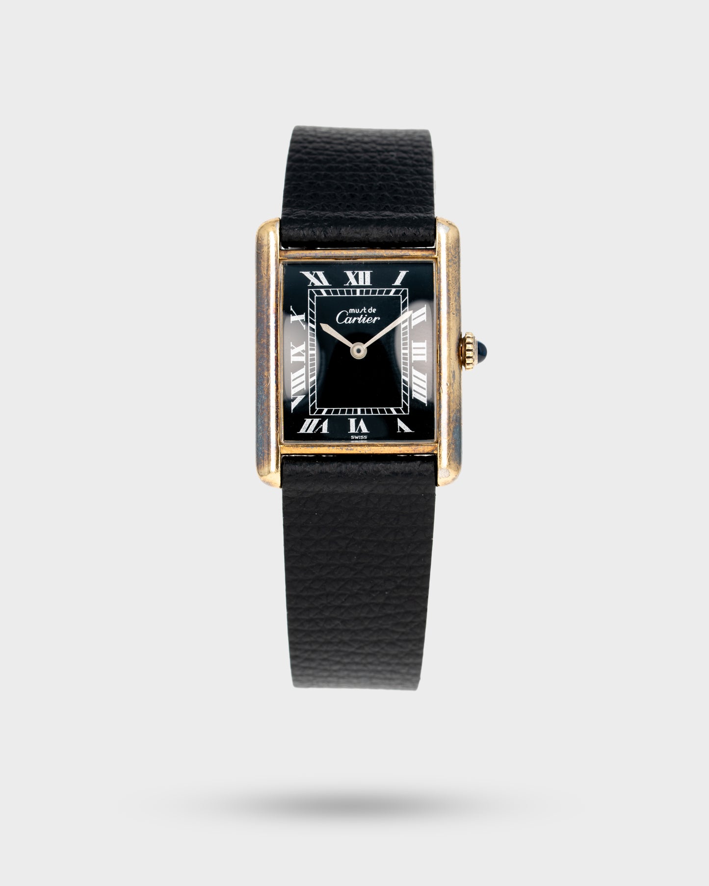 1970's Vintage Cartier Tank Must de Vermeil Large Model - Black Roman Numeral Dial