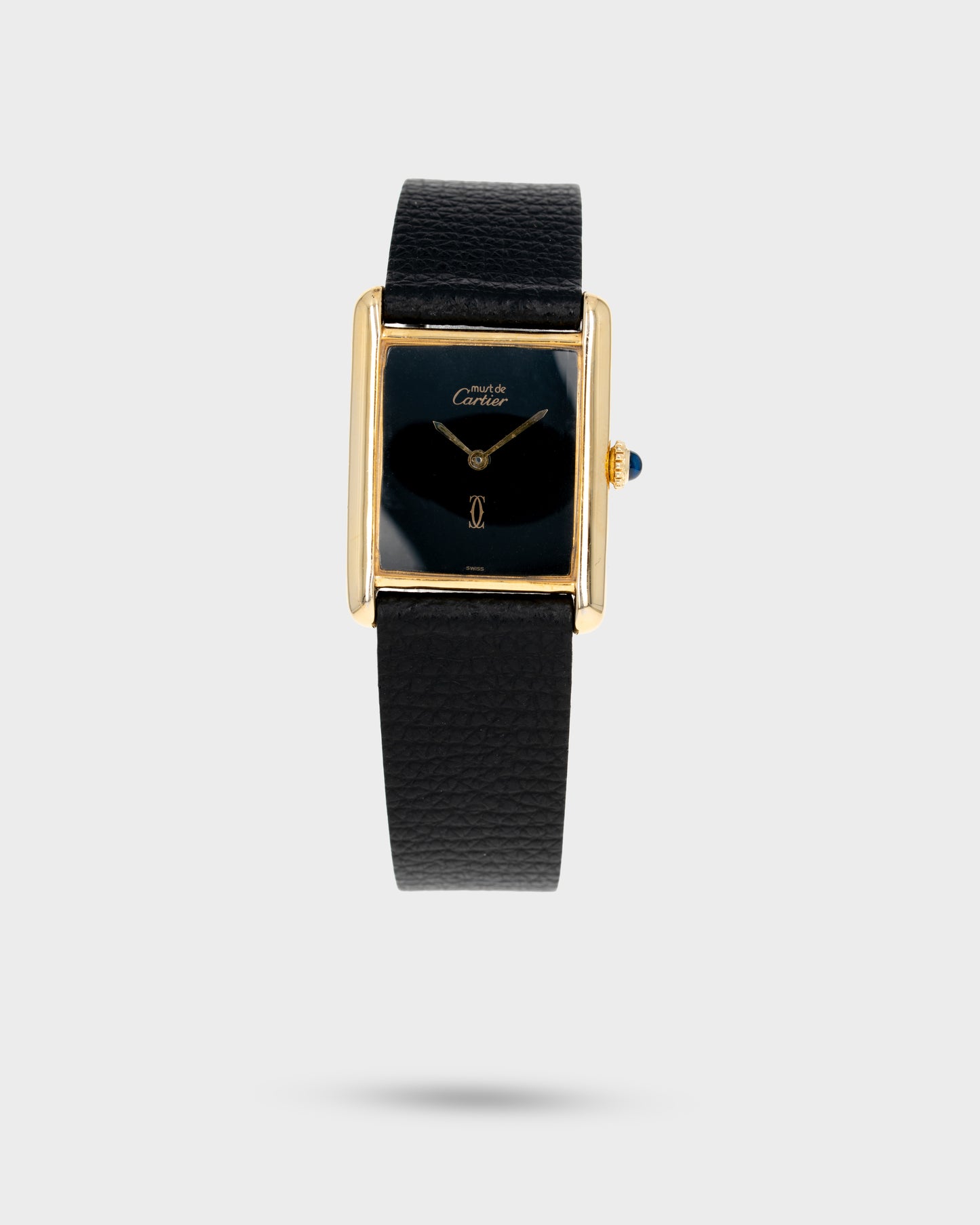 1970's Vintage Cartier Tank Must de Vermeil Large Model - Black Dial