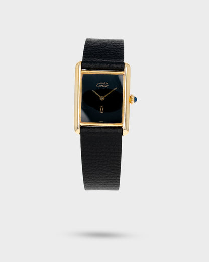 1970's Vintage Cartier Tank Must de Vermeil Large Model - Black Dial