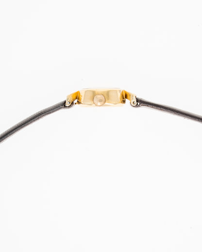 1961 Vintage Omega 18K Yellow Gold Textured Hooded-lug Watch - Silver Patinated Waffle Dial