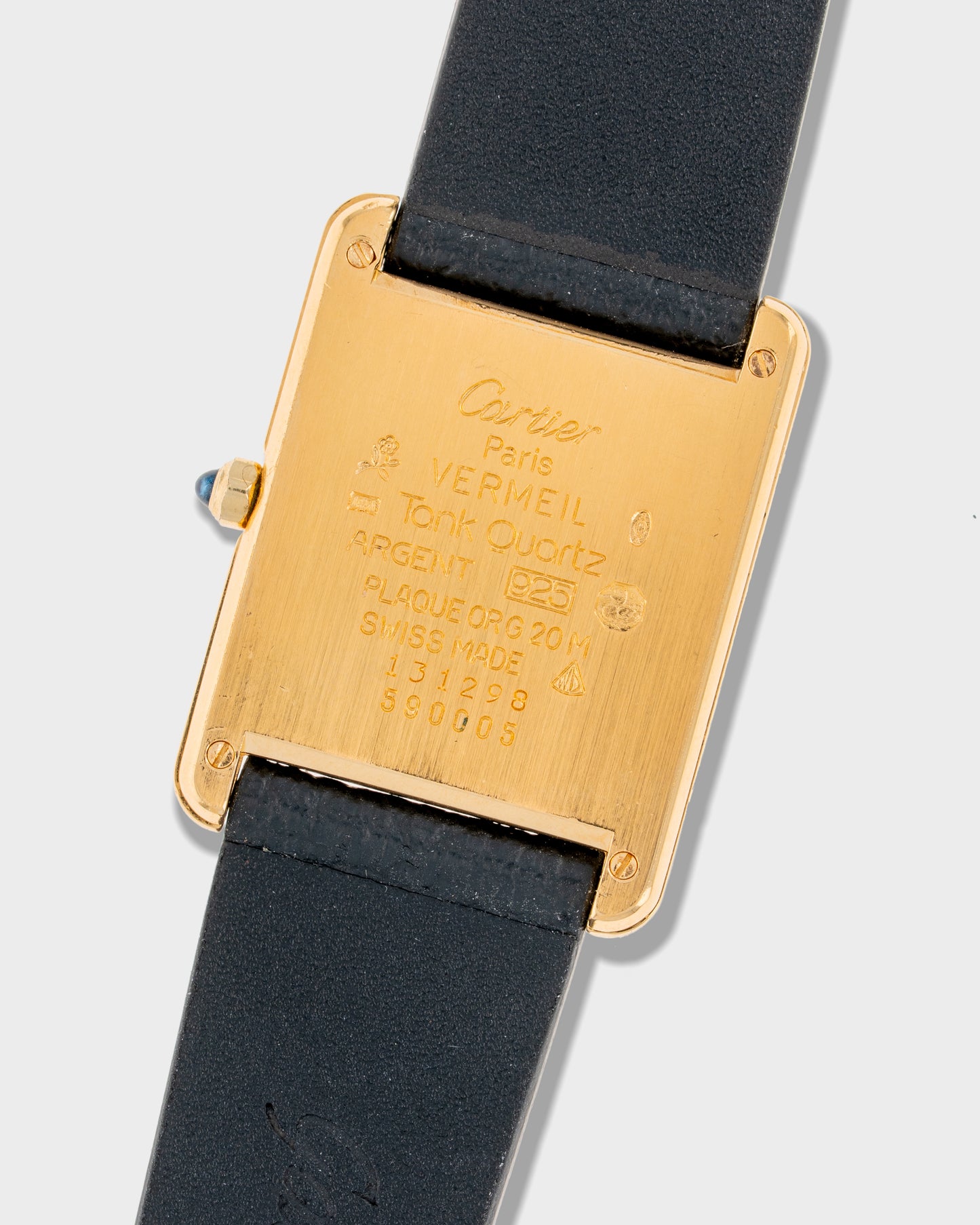 1980's Vintage Cartier Must de Tank Quartz Vermeil Large Model Ref. 59005 - Two-Tone Art Deco Roman Lemon Dial