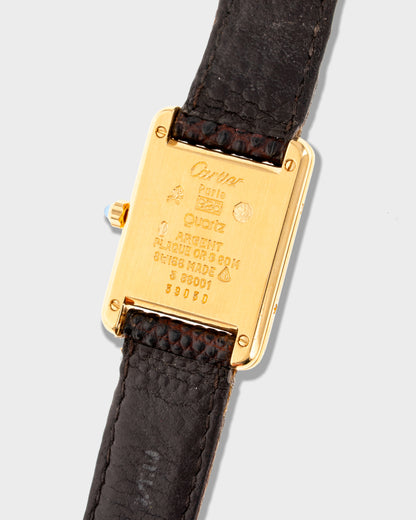 1980's Vintage Cartier Tank Must de Vermeil Quartz Small Model Ref. 3 6600 - Roman Numeral 'Lemon Dial'